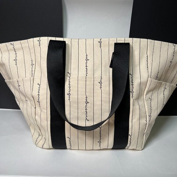 Victoria Secret Weekender Tote Bag Logo Script Beach Gym Pool Travel Bag Zipper - Picture 3 of 13